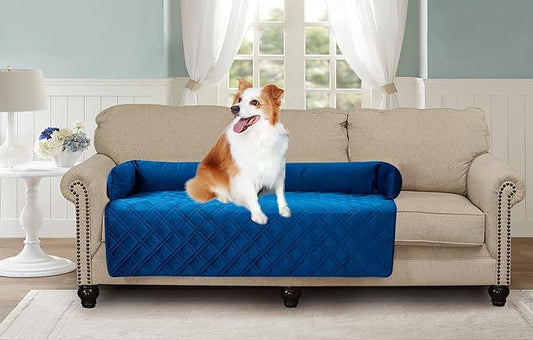 Brilliant Sunshine Premium Calming Dog Bed Mat, Silky Velvet, Removable Washable Cover, Cushion Protector and Couch Covers for Dogs, Pets, Cats, Extra Large, Dark Blue