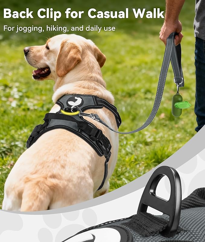 Joytale No Pull Dog Harness for Small Dogs, Reflective Pet Vest with Front Clip, Adjustable Soft Padded Harnesses with Easy Control Handle for Training and Walking, Gray, S