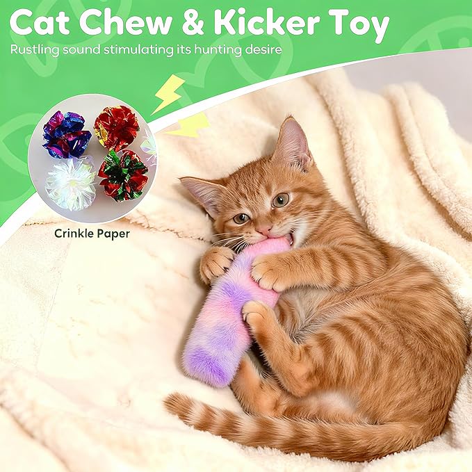 Rishoesu 3 Pcs Interactive Cat Toys Cat Pillows, Soft and Durable Crinkle Sound Catnip Toys, for Indoor Cats Funny Kitten Toys Exercise