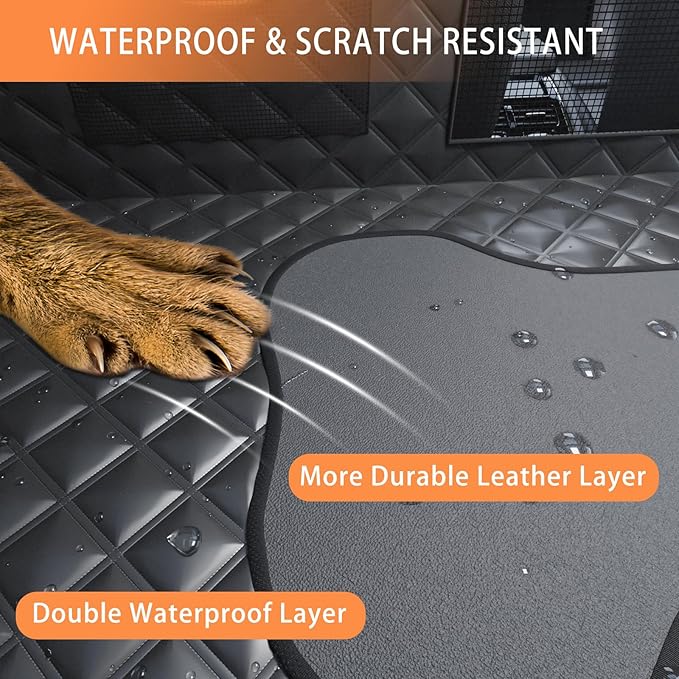 Dog Car Seat Cover Back Seats Protector, Backseat Extender Hard Bottom Rear Seat Pet Cover for Dogs, Waterproof Carseat Covers Dog Hammock Travel Accessories for Car,SUV,Truck