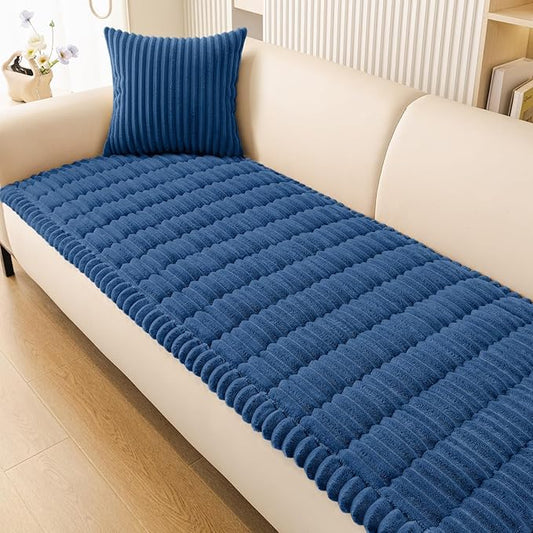 Smiry Couch Cover for Dogs Washable, Non Slip Fuzzy Pet Couch Covers for 3 Cushion Sofa Pet Friendly, Thick Soft Sofa Slipcovers Cushion Protector (Navy Blue, 27.6" x 88")