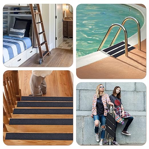 Qingluan Grip Tape, 2 inch x 32.8 feet, Heavy Duty Anti Slip Tape for Stairs Outdoor/Indoor, Waterproof High Traction Stairs Non Slip Treads, Black