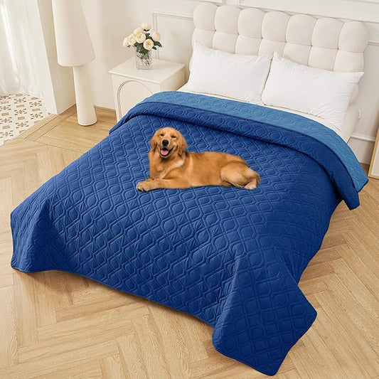 Smiry Reversible Waterproof Couch Covers for Sofa, Washable Dogs Pet Couch Covers for 3 Cushion Sofa Pet Friendly, Water Resistant Furniture Protector Slipcover, Geometric (82"x102", Navy/Blue)