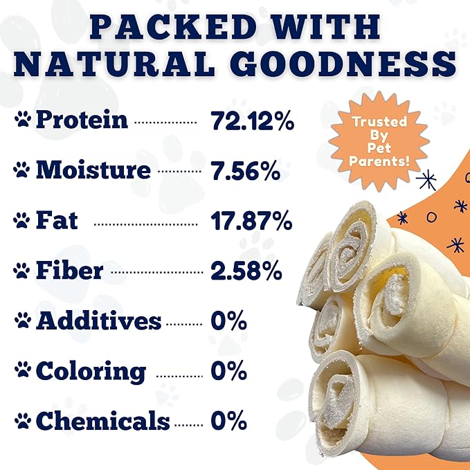 Amazing Dog Treats - Beef Cheek Rolls (6 Inch Regular - 8 Pcs) - No Hide - Safe Rawhide Alternative Dog Chew - Great for Power Chewers - Long Lasting Dog Chew - No Splinters - Retriever Rolls For Dogs