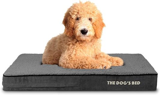 The Dog’s Bed Orthopedic Memory Foam Dog Bed Mattress, Plush Fabric, Grey Plush, L, 4-Inch