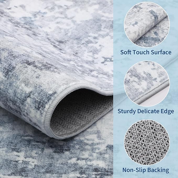 GarveeHome Large Area Rugs 9x12 for Living Room, Abstract Washable Rug Modern Non Slip Floor Mat Carpet Indoor Thin Accent Rug for Bedroom Dining Room Playroom Nursery Home Decor