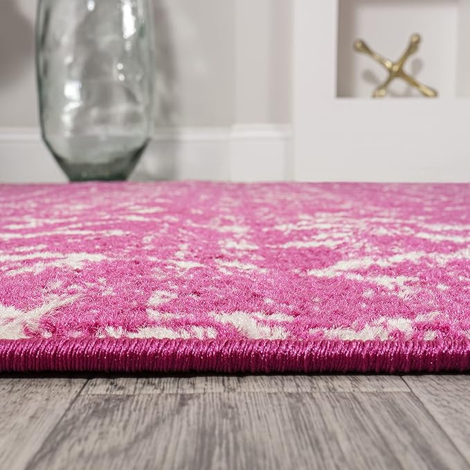 JONATHAN Y Boho Vintage Diamond Fuchsia/Ivory Indoor Area Rug 4X6 ft, Moroccan Hype for Living Room, Bedroom, Kitchen, Office, Easy-Cleaning, High Traffic, Pet-Friendly, Non-Shedding (MOH101G-4)