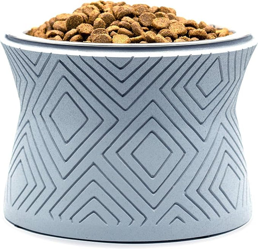 Pet Junkie Santa Fe Single Elevated Pet Bowl Stand with Removable Stainless Steel 16oz Inner Bowl for Small Dog Breed or Cat - Raised Dog Food or Water Station (Small, ICY Gray)