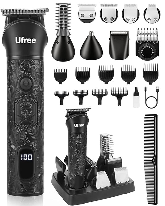 Ufree Beard Trimmer for Men, Electric Razor Shavers, Cordless Hair Clippers, 7 in 1 Beard Grooming Kit for Mustache, Body, Nose and Facial, Gifts for Men