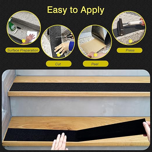 S&X Anti Slip Tape 24 Inch x 60 FT Roll, Ultimate Non-Slip Skid Grip Tape for Outdoor Stair Treads, Wooden Steps & Exterior Grips, Black, Grit 60, Waterproof, Extra-Durable, Long-Lasting