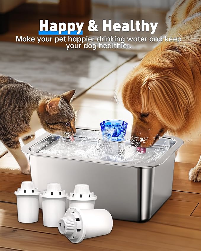 (4 Pack) Dog Water Fountain Filters-Replacement Filters for Lesotc Dog Water Bowl Dispenser, High-Efficiency Activated Carbon Cartridges for Safer, Cleaner Pet Drinking