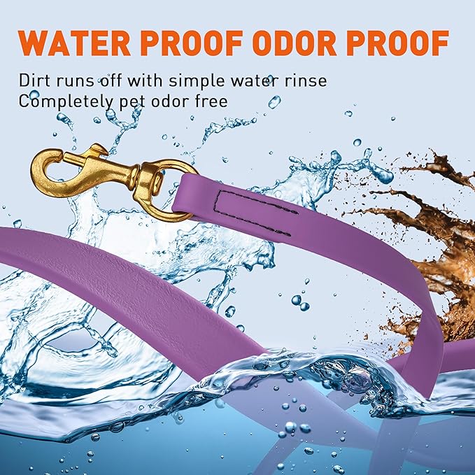 Viper Biothane K9 Working Dog Leash Waterproof Lead for Tracking Training Schutzhund Odor-Proof Long Line with Solid Brass Snap for Puppy Medium and Large Dogs, 10ft Amethyst Purple