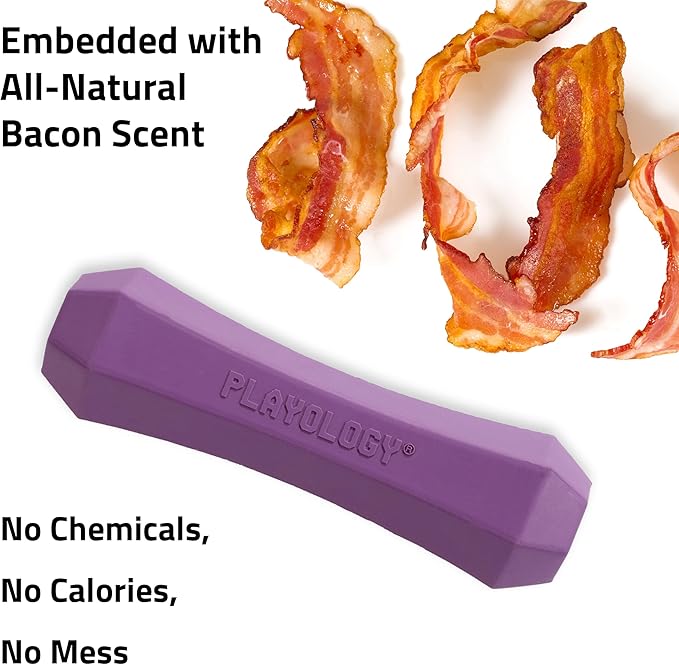 Playology Dog Toys | Durable Squeaky Chew Stick for Dogs | Jumbo Bacon Scented Toy - Easy to Clean and Made from Non Toxic Materials