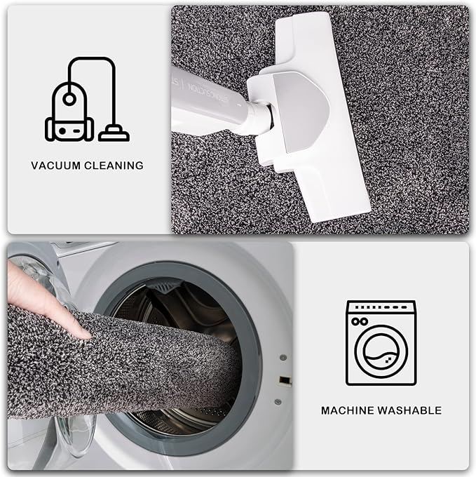 PURRUGS Dirt Trapping Door Mat 31.5" x 70", Non-Slip Machine Washable Entryway Rug, Dog Doormat, Indoor Front Door Mat, Super Absorbent Entry Rug for Muddy Shoes & Paws, Light Grey-Dark Grey
