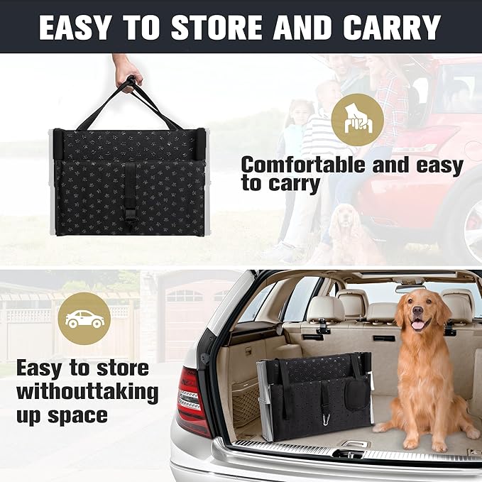 Extra Wide Dog Stairs for Car - Foldable Ramps with Non Slip Surface, Portable Steps for Cars, SUVs, Trucks, Supports Up to 250 Lbs