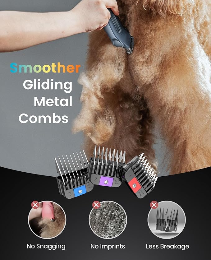oneisall Professional Dog Clippers with Dual Battery, Unlimited Runtime, Professional Grooming Blade for Thick Long Hair Heavy Duty, Detachable Carbon Steel Blade, 2 Speed