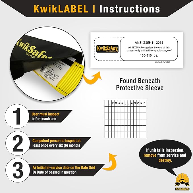 KwikSafety - SCORPION Safety Harness [w/Attached 6ft Lanyard] Safety Harness Fall Protection Kit ANSI OSHA