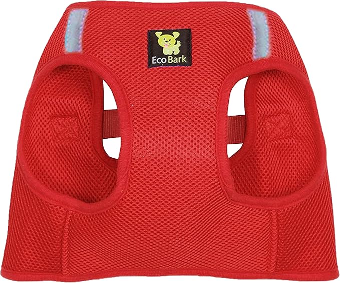 EcoBark Step in Dog Harness - Eco-Friendly Teacup Dog Harnesses for XXS, XS, and Small Dogs - Reflective and Adjustable Mini Body Halter Vest -Tiny Soft Mesh Toy Breed Harness (Red, XXXS)