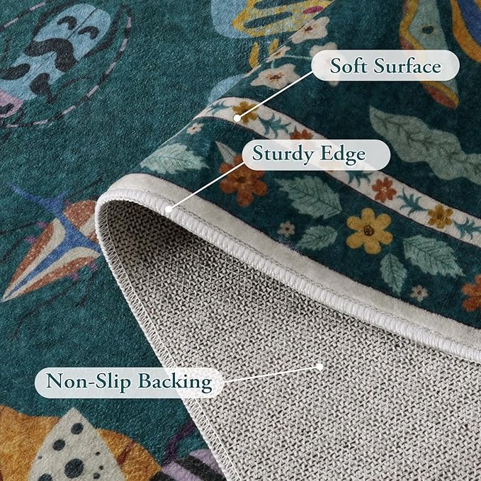 Lahome Insect Washable Runner Rug, 2x6 Kitchen Runners for Hallways 6 Feet Non Slip, Soft Laundry Room Rug Ultra-Thin Long Carpet for Bathroom Bedroom Entryway, Dark Green