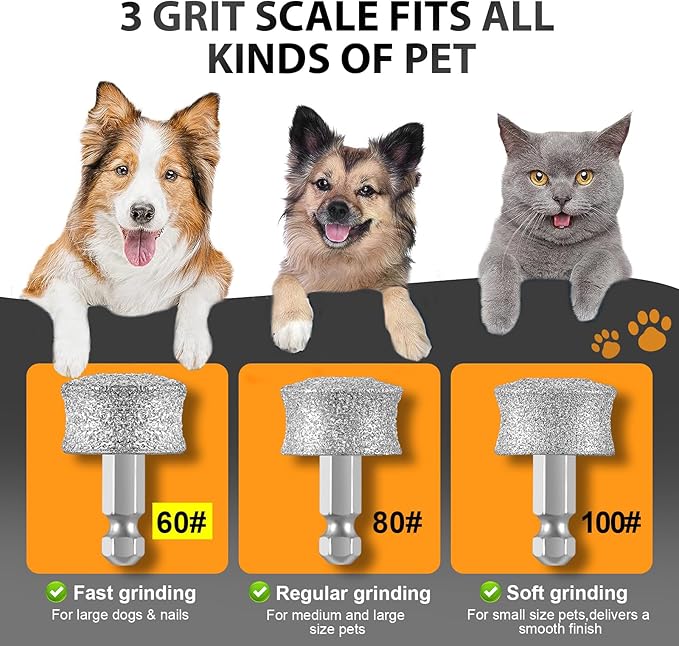 Dog Nail Grinder Replacement Head-Integrated Grinding Head for Casfuy and Most Brands, Highly Efficient, Safe and Durable (2pcs)