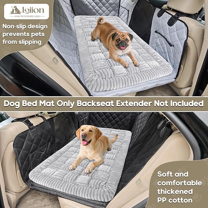 Dog Car Bed Mat, Non-Slip Backseat Extender Pet Blanket, Plaid Dog Bed for Trucks, Sedans & Large SUVs, Chew-Resistant Travel Pad for Dogs, Easy Clean & Scratch-Proof & Comfort竊?6"x28.7" Light Gray