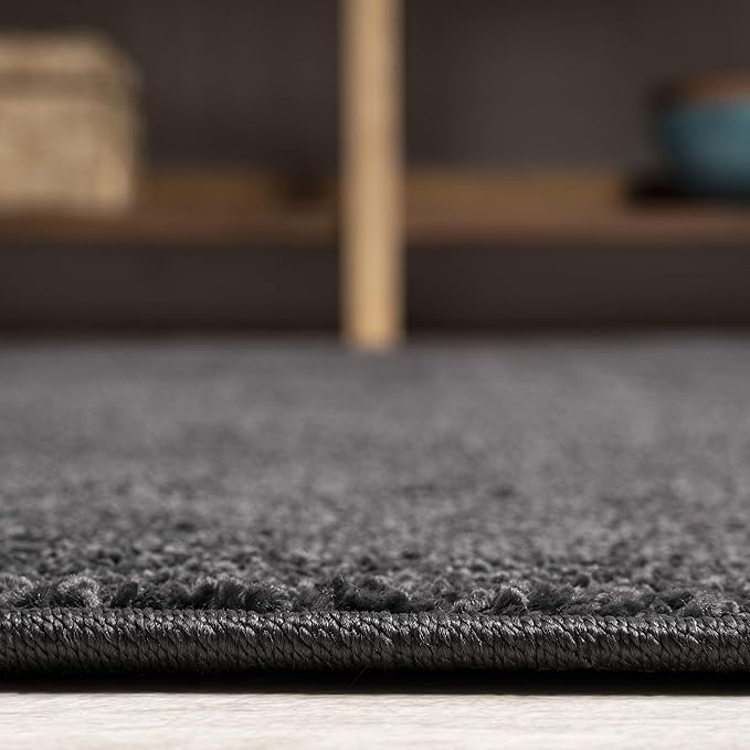 JONATHAN Y Haze Solid Low-Pile Black 4x6 Oval Indoor Area Rug, Coastal,Bohemian,Minimalist,Classic, Easy-Cleaning for Living Room,Bedroom,Kitchen,Pet Friendly,Non-Shedding (SEU100I-4OV)
