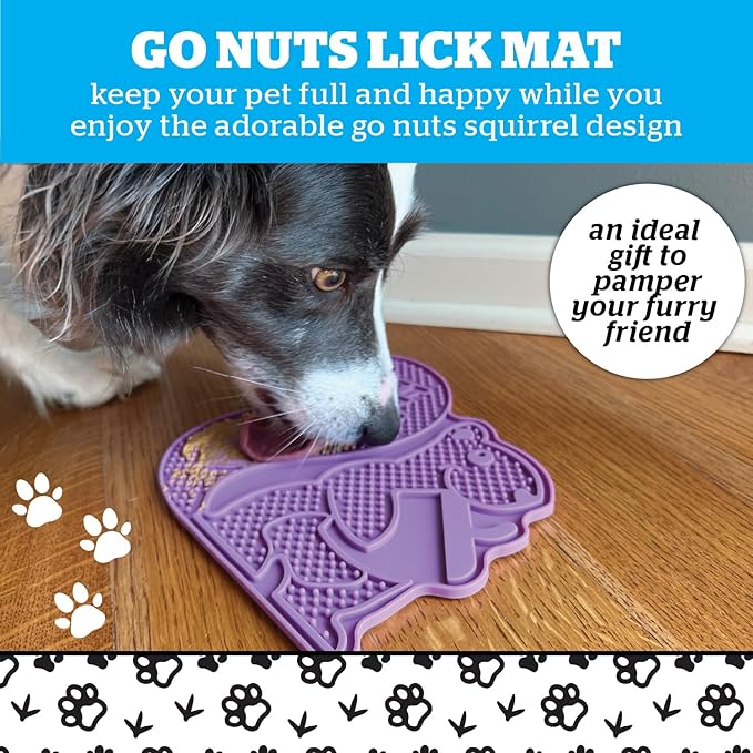 BigMouth Inc Funny Squirrel Lick Mat for Pets, Silicone Treat Licking Pad with Non Slip Base for Dogs Cats Puppies, Anxiety Reducing Enrichment Toy for Grooming Bathing Feeding Distraction