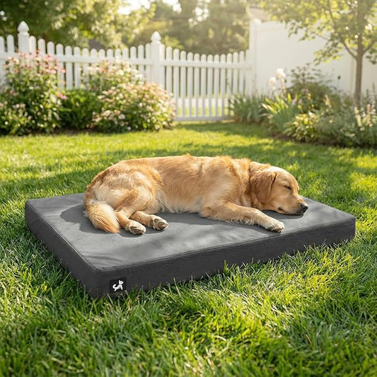 Sytopia 42 Inch Indestructible Dog Beds for Large Dogs, Canvas Outdoor Chew Proof Dog Bed, XL Orthopedic Pet Bed with Waterproof & Washable Removable Cover, Non‑Slip Bottom, Dark Grey