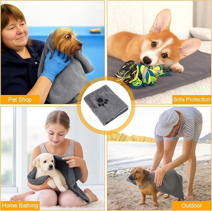 Dog Towels for Drying Dogs Large, Absorbent Microfiber Dogs Bath Towel, 55 x 27.6 Inch Soft Pet Grooming Towel, Dog Shower & Bath Supplies(Grey)