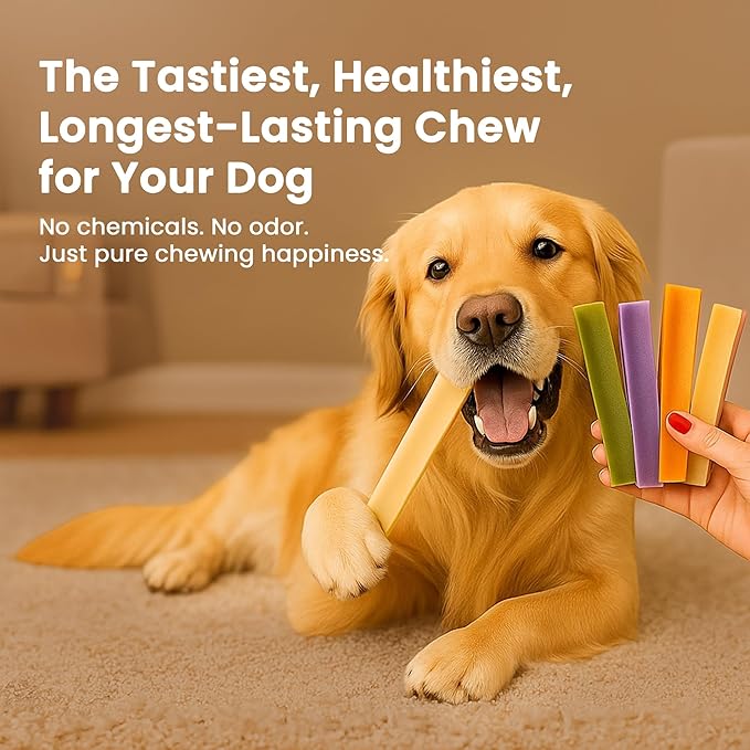 KATHMANDU'S 100% Natural Flavored Yak Chews – Keep Dogs Busy & Happy with Our Lactose & Rawhide Free Himalayan Dog Chews - Long Lasting Dental Treats for Aggressive Chewers (Large, Pack of 4)