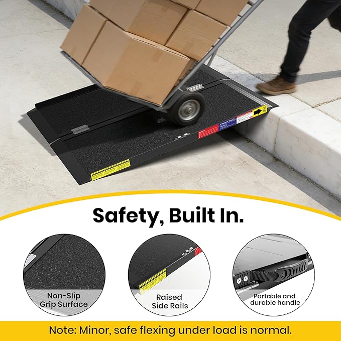3FT Portable Wheelchair Ramp with Quick-Lock, Black Seamless Non-Slip Aluminum Folding Handicap Ramp,Threshold Ramp for Doorways, Wheel Chair Ramp for Home Steps, Loading Dock Plates