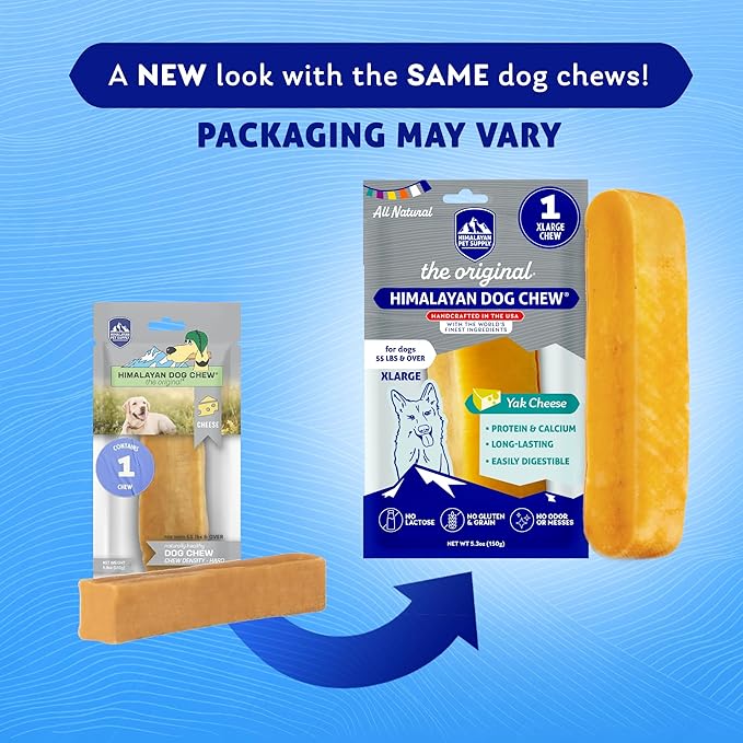 Himalayan Dog Chew Original Yak Cheese Chew, 1 X-Large Stick, 5.3 oz, Gluten Free, Healthy Treats, Grain & Lactose Free 100% Natural, Long Lasting for Dogs Over 55 lbs