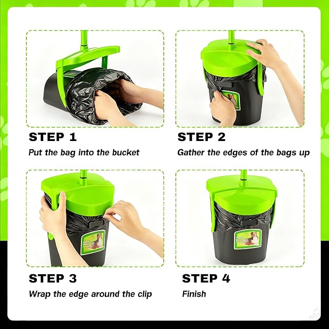 MXF Pooper Scooper Swivel Bin & Rake Kit with 20 Waste Bags, 36.6" Long Handle Adjustable Portable Non-Breakable Dog Pooper Scooper for Large Medium Small Dogs, Poop Scooper for Lawn Yard Dog Kennel