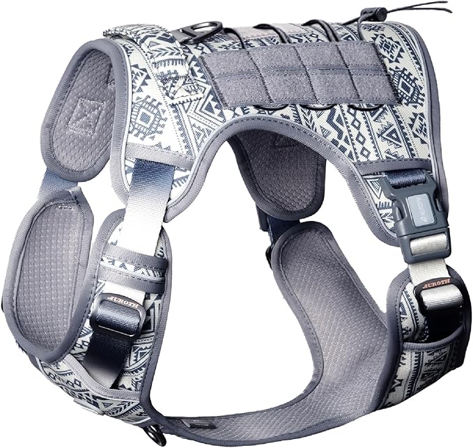 AUROTH Tactical Dog Harness for Large Dogs No Pull Adjustable Pet Harness Reflective K23 Working Training Easy Control Pet Vest Military Service Dog Harnesses