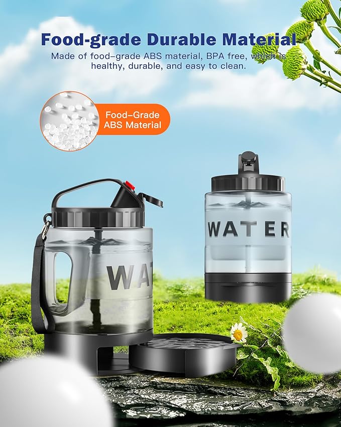 77oz Large Dog Water Bottle - Portable Travel Dog Water Dispenser & Bowl - Leak-Proof Pet Water Jug for Hiking, Camping, Walking & Car Trips, Black
