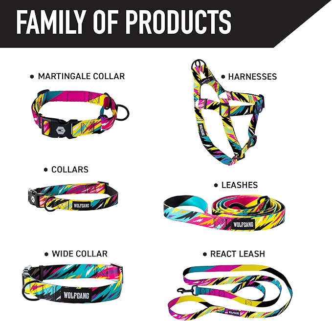 Wolfgang Heavy Duty, Adjustable Dog Collar with Quick Release Nylon Buckle for Walking & Training, FuzzyTails Print, Small