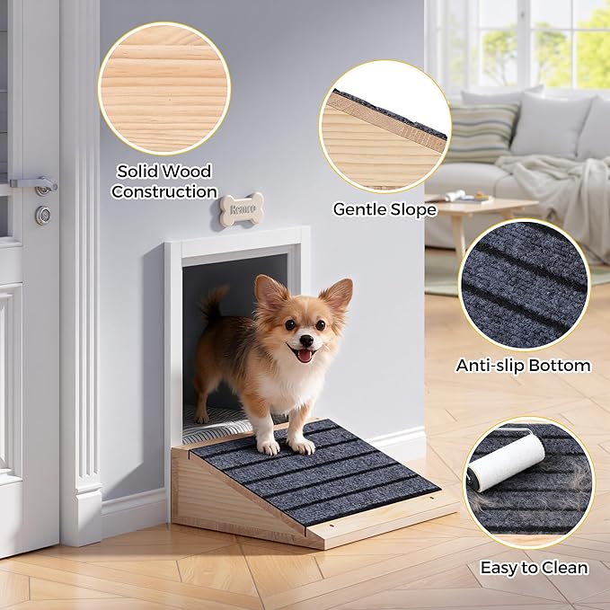 COZIWOW 8 PCS Dog Ramp for Stairs, Non-Slip | Sturdy | Wooden Dog Stairs Pet Ramp for Small Medium Dogs Cat, Pet Steps Stair Wedges Assist for Injured & Older Pets, Gentle Slope Step Stairs(8)
