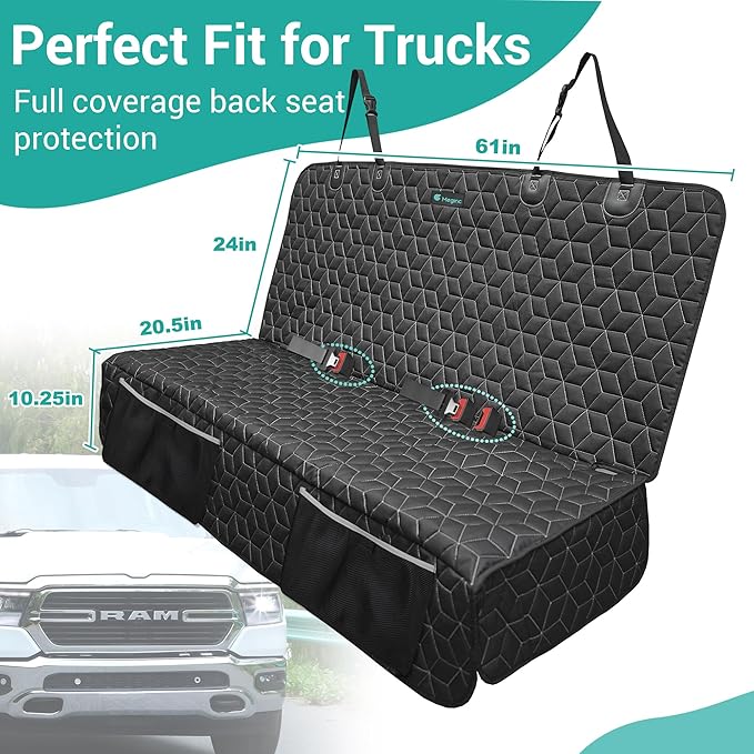 Dog Car Seat Covers for Back Seat,Waterproof Pet Bench Seat Covers for Trucks Ford f150/Ram1500/Nissan Frontier/Toyota Tacoma/GMC Canyon/Silverado Scratch Nonslip Truck Seat Cover for Dogs