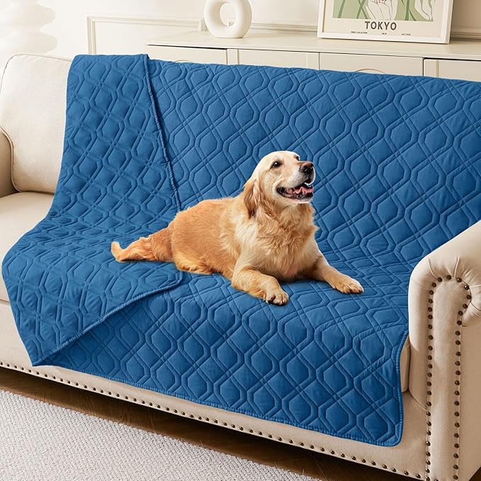 hyha Waterproof Dog Bed Blanket, Soft Pet Blankets, Waterproof Couch Cover for Dogs, Reversible Sofa Covers Washable for Furniture (68x82 Inch, Navy Blue/Navy Blue)