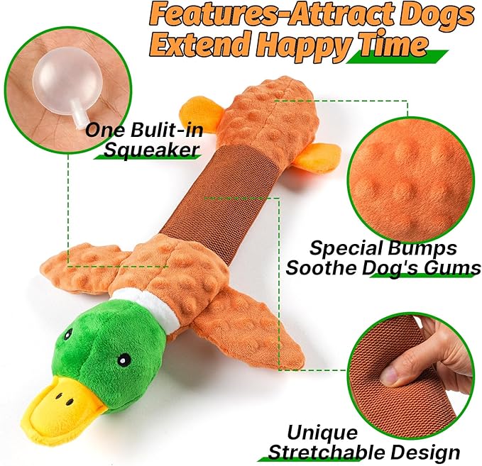 Extra Large Dog Toy, Durable Dog Toy for Large Breed, 20 Inch Tug of War Dog Interactive Toy, Stuffed Animal Dog Chew Toy with Crinkle Paper for Small, Middle and Big Dogs(Duck)