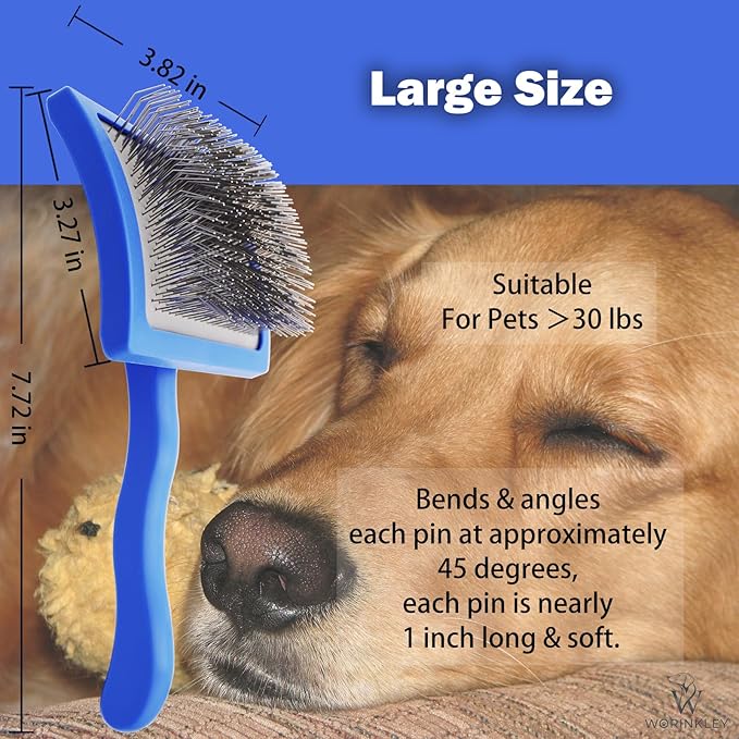Slicker Brush for Dogs, Professional Pet Doodle Grooming brushes for Goldendoodles, Labradoodles, Poodles - Long Pin Detangler for Dematting dog slicker brush - Large