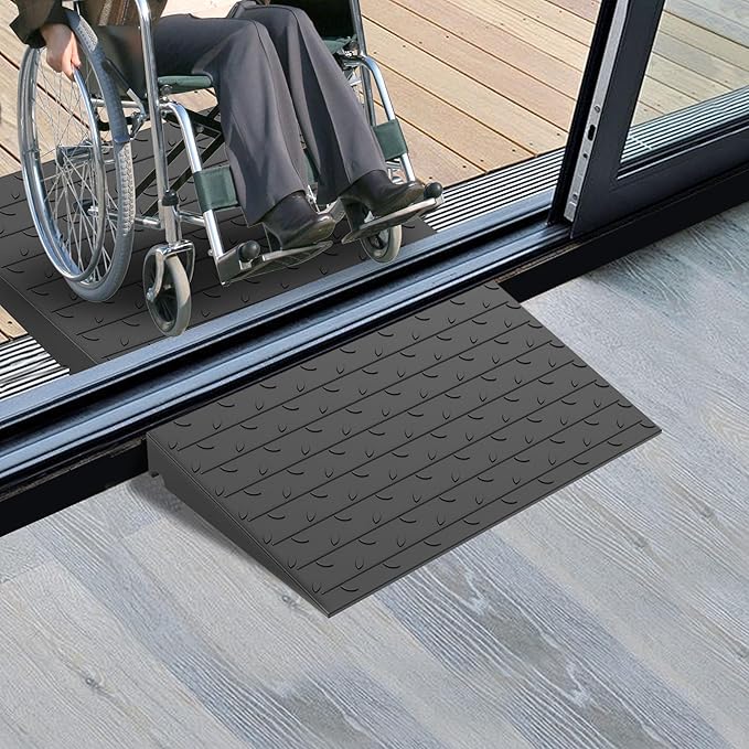 3.5" Rise Rubber Threshold Ramp for Doorways, 36" Wide Wheelchair Ramp 5500 Lbs Capacity, Entry Curb Ramp with Non-Slip Surface, for Wheelchairs, Scooter, Power Chairs, Driveways