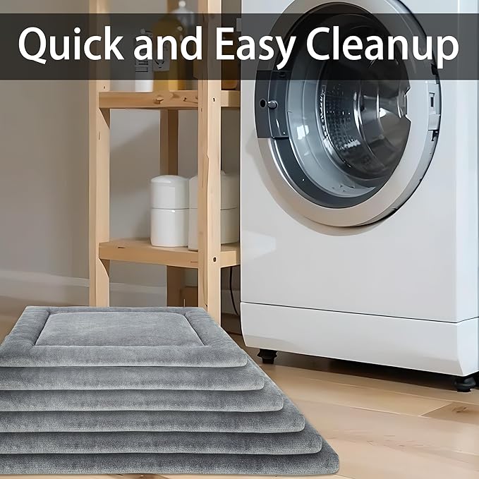 KHONSU PET Dog Bed Mat for Crate 1.1in Slim Cooling Pad Reversible Flannel & Waterproof Canva for Dogs up to 90 lbs