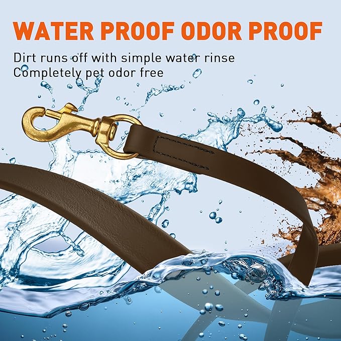 Viper Biothane K9 Working Dog Leash Waterproof Lead for Tracking Training Schutzhund Odor-Proof Long Line with Solid Brass Snap for Puppy Medium and Large Dogs, 15ft Dark Chocolate Brown