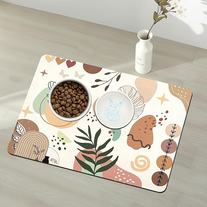 Pet Feeding Mat for Floors Waterproof Dog Mat for Food and Water Absorbent Quick Dry Non Slip mat for Cat Bowls
