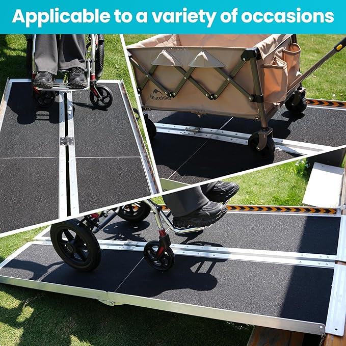 Wheelchair Ramp 10ft, Non-Skid Aluminum Folding Ramps for Wheelchairs for Home Steps, 800 LBS Capacity Handicap Ramp for Doorway, Homes, Threshold, Entry, Stairs 120" Lx 29.2" Wx2H