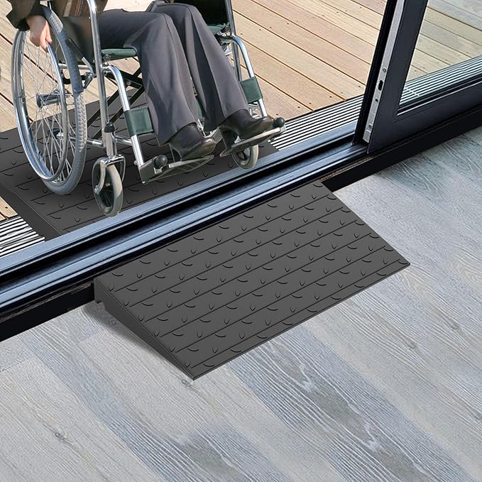 3" Rise Rubber Threshold Ramp for Doorways, 36" Wide Wheelchair Ramp 5500 Lbs Capacity, Entry Curb Ramp with Non-Slip Surface, for Wheelchairs, Scooter, Power Chairs, Driveways