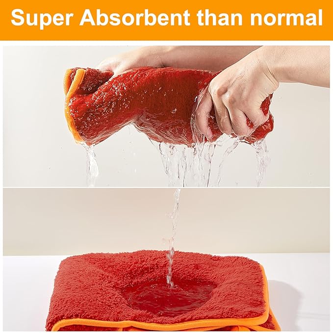 Bienbee Dog Bathrobe, Quick Drying Super Absorbent Dog Robes for After Bath, Warm Keeping Dogs Towel, Dogs Bath Supplies, Bright Red XXL