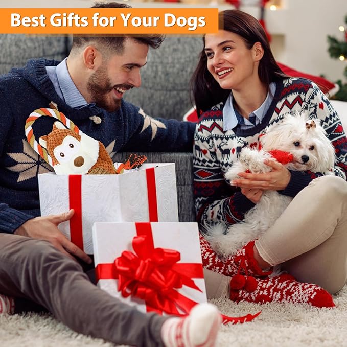 Rope-Infused Squeaky Dog Toys for Large Dogs, Interactive Tug of War Puppy Toy, Cute Pet Toys Large Plush Dog Chew Toys for Small, Medium and Big Dogs