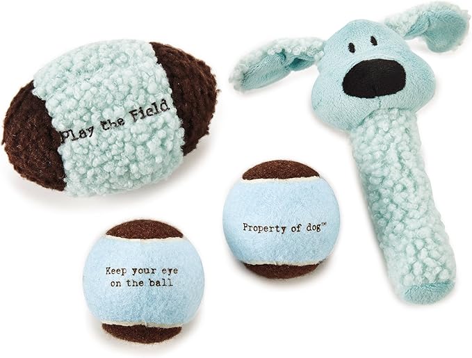 Dog is Good 4-Piece Dog Toy Gift Box – Play The Field Plush Toys Great for Games of Fetch to Exercise Your Dog